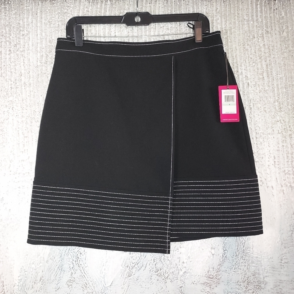 Vince Camuto Black Top-Stitched skirt